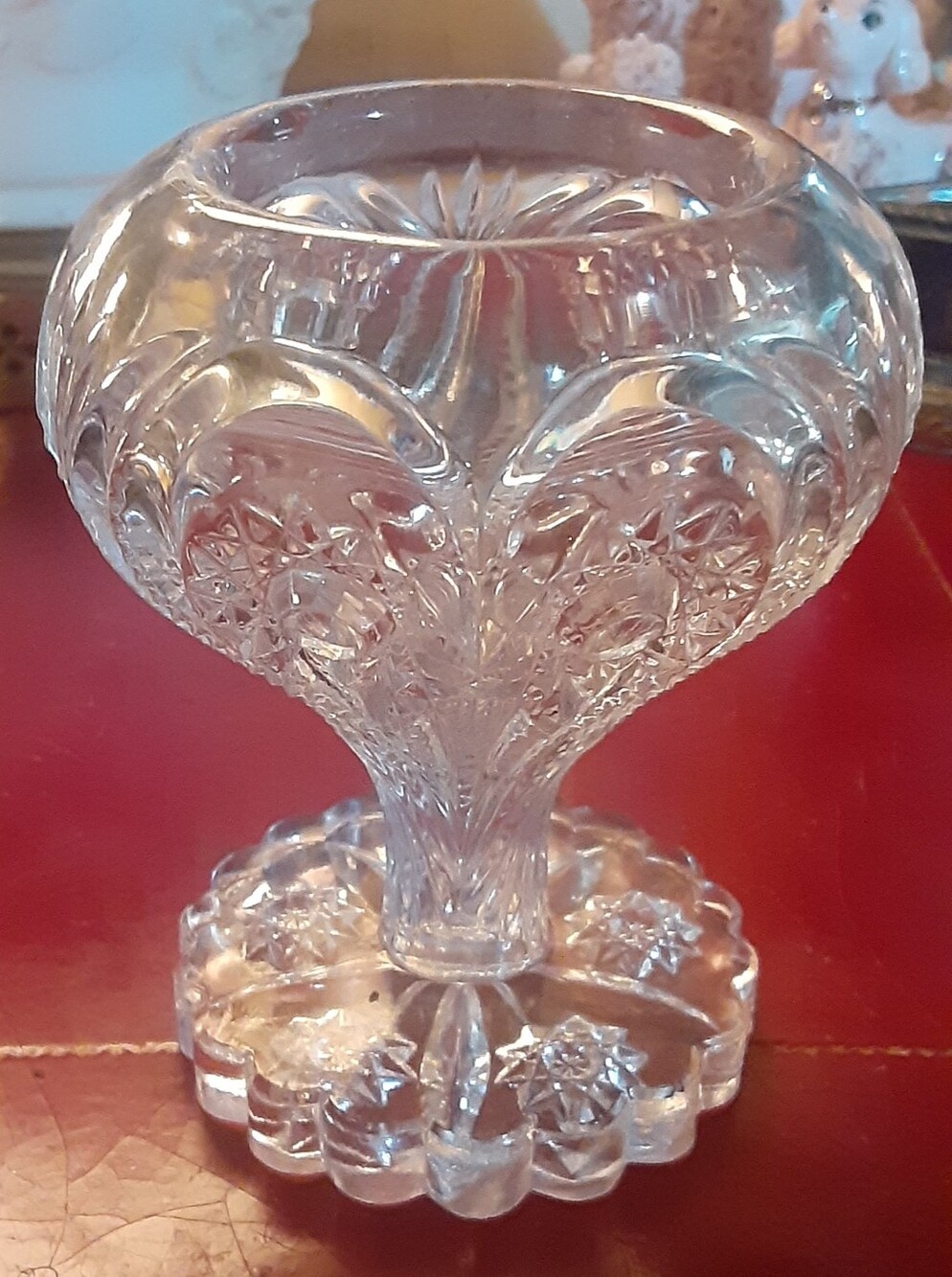 EAPG c1905 ZIPPERED HEART VASE by Imperial Glass Co. 4" Excellent Condition